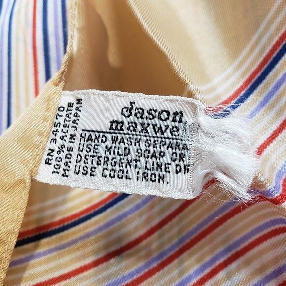 Vintage Made In Japan Gold Striped Satin Head Neck Scarf womens Jason Maxwell - Picture 10 of 10